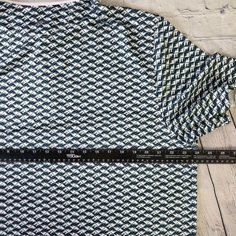 RHONE Men's XL Green Dark Indigo Geometric Preformance Stretch Golf Shirt - Thumbnail 5