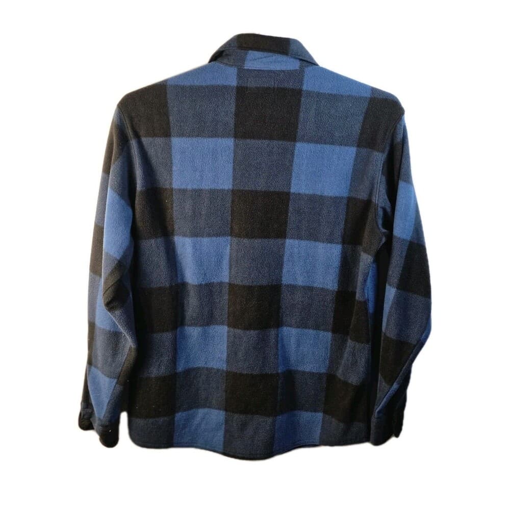 WRANGLER Premium Quality Flannel Men's Medium Fleece Blue Plaid Button‎ Up - Thumbnail 7