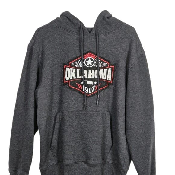 State Of Mine‎ Oklahoma Unisex XL Gray Fleece Hoodie - Thumbnail 7