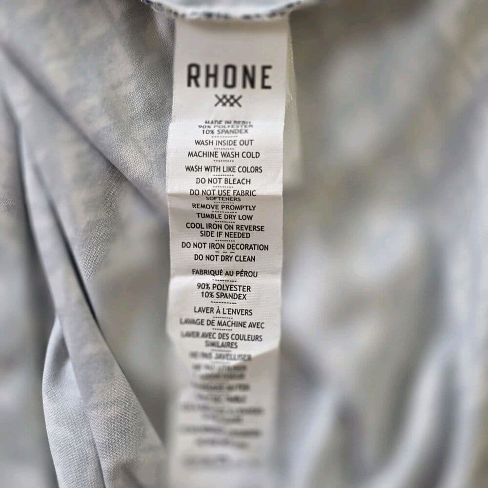 RHONE Men's XL Green Dark Indigo Geometric Preformance Stretch Golf Shirt - Thumbnail 4