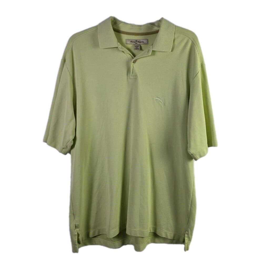 Tommy Bahama Men's Large Lime Green Short Sleeve Polo Golf Shirt - Thumbnail 11