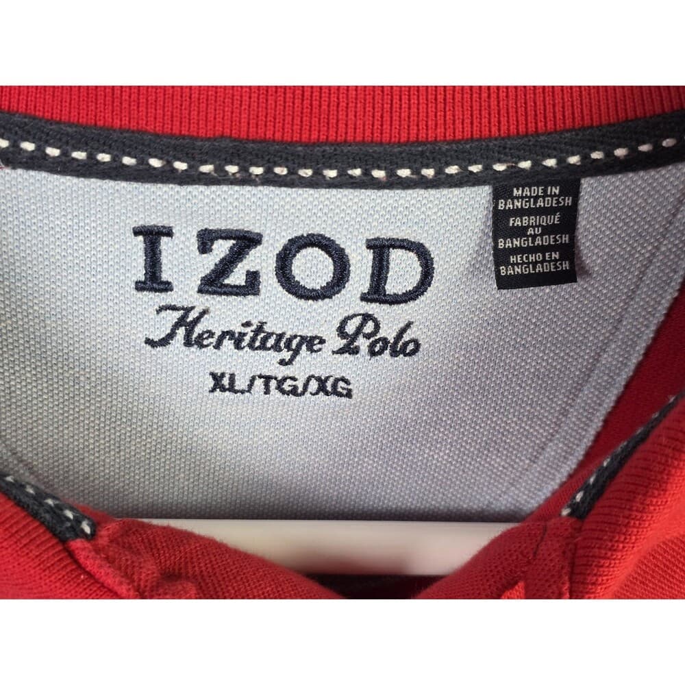 Izod‎ Heritage Men's XL Red Short Sleeve Polo Shirt - Thumbnail 2