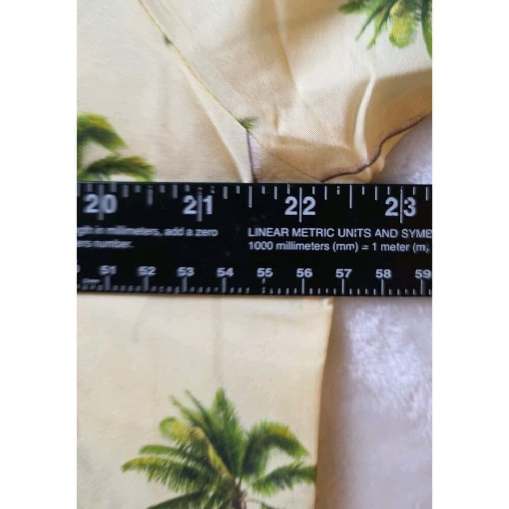 Happy Bay Men's Medium Yellow Hawaiian Palm Tree Button Up Shirt - Thumbnail 5