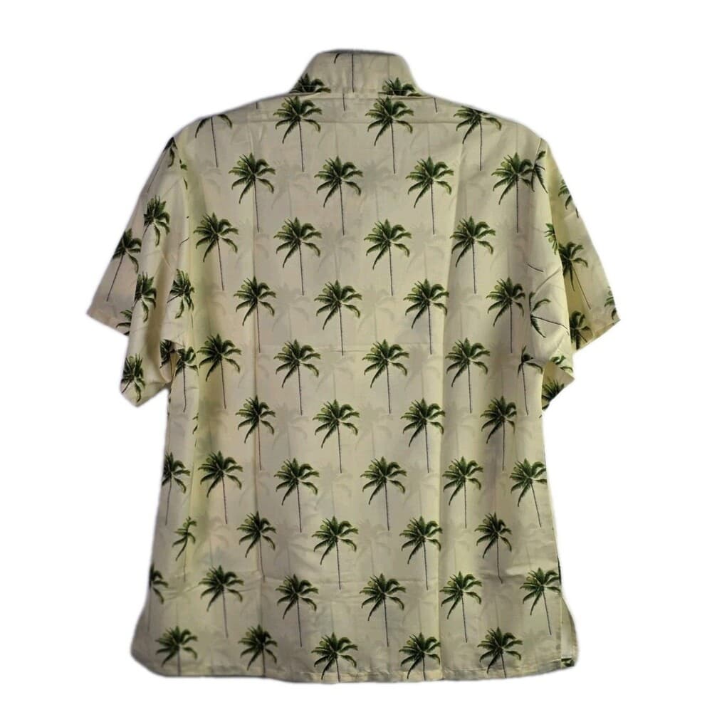 Happy Bay Men's Medium Yellow Hawaiian Palm Tree Button Up Shirt - Thumbnail 7