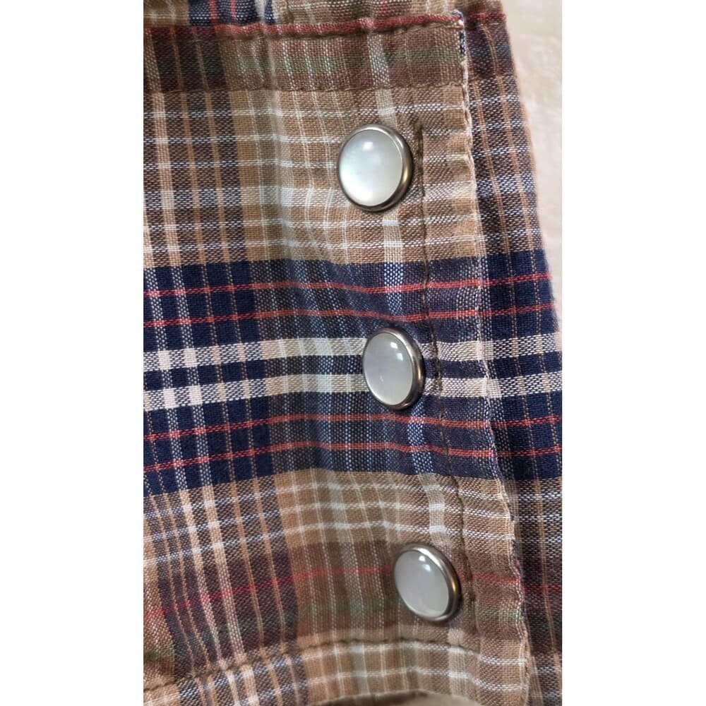 Wrangler Western Shirt XL Brown Plaid Brush Pearl Snap‎ Shirt - Thumbnail 3