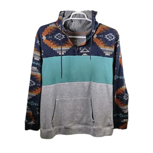 Depart West Men’s XL Multicolored Aztec Long Sleeve Hoodie - Thumbnail 8