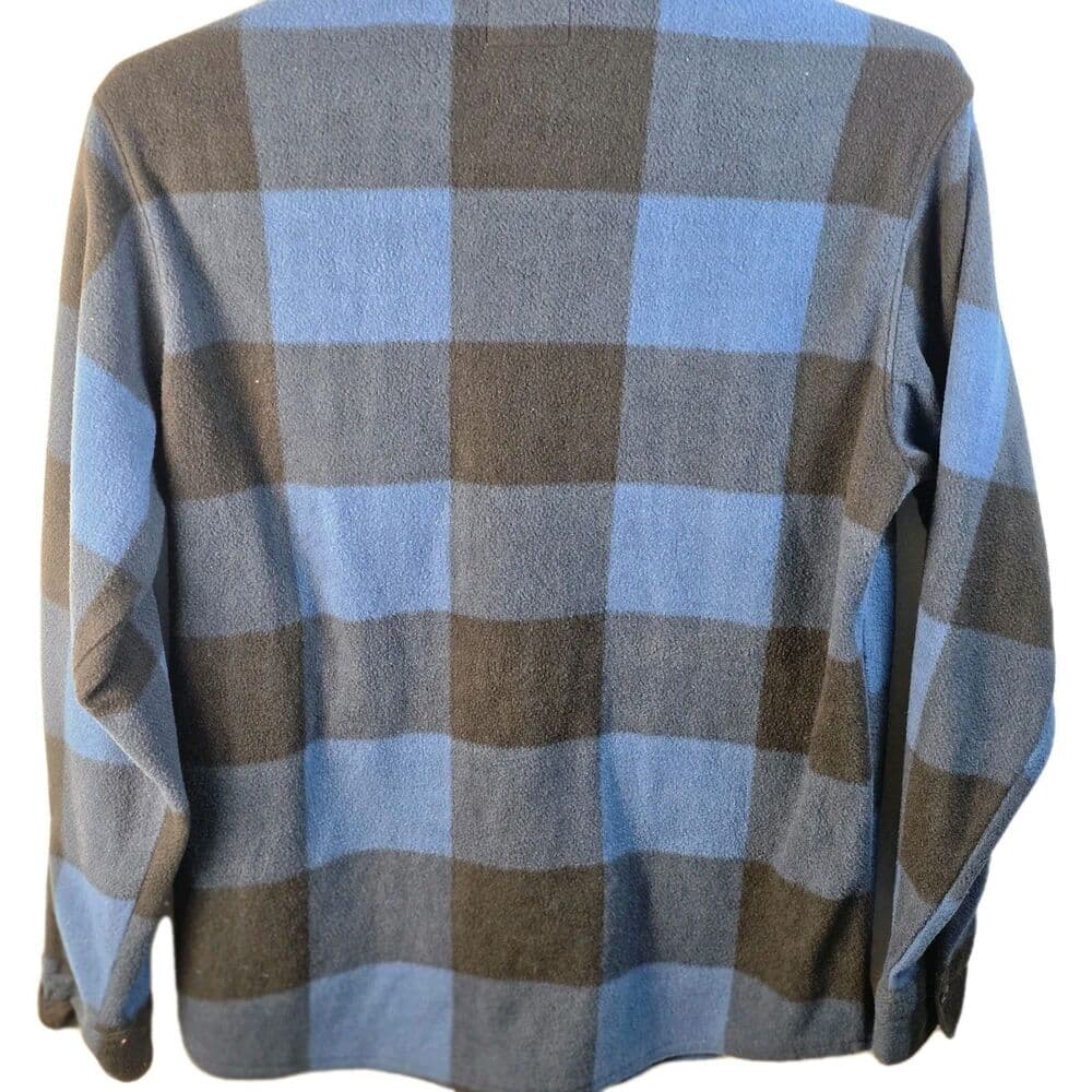 WRANGLER Premium Quality Flannel Men's Medium Fleece Blue Plaid Button‎ Up - Thumbnail 8