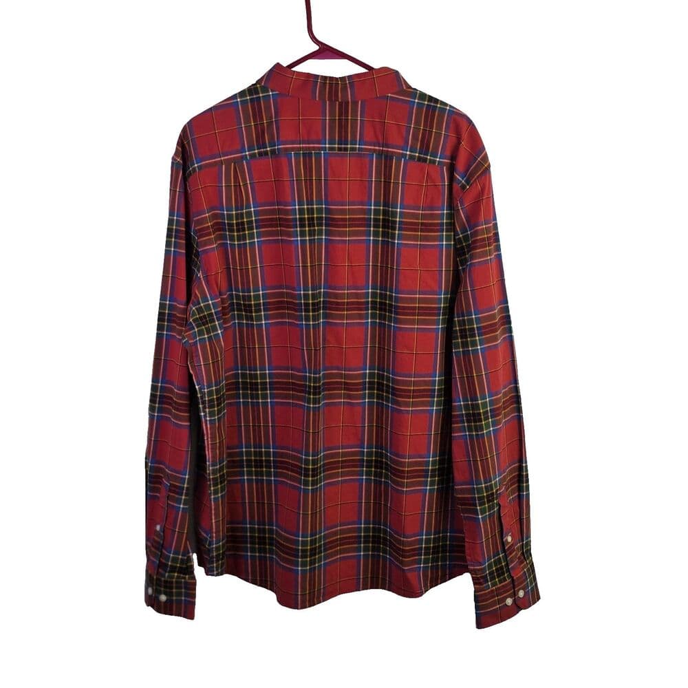 NWT Goodfellow & Co Men's XXL Red Long Sleeve Plaid Button Down Shirt - Thumbnail 8