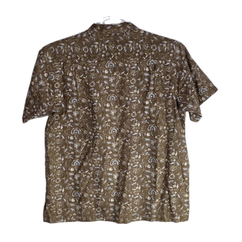 Daniel Cremieux Men's Medium Brown Paisley Short Sleeve Button Up Shirt - Thumbnail 4