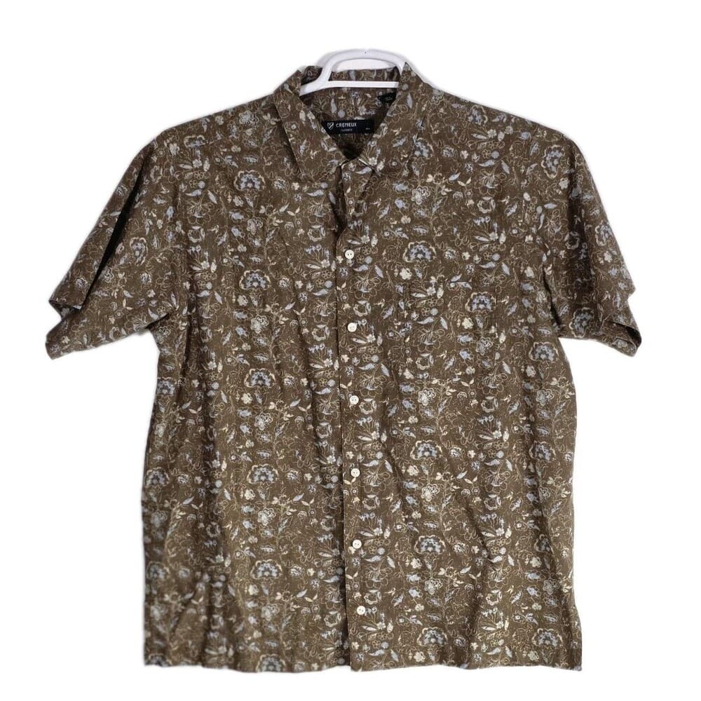 Daniel Cremieux Men's Medium Brown Paisley Short Sleeve Button Up Shirt - Thumbnail 6