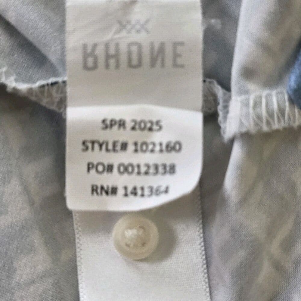 RHONE Men's XL Green Dark Indigo Geometric Preformance Stretch Golf Shirt - Thumbnail 3