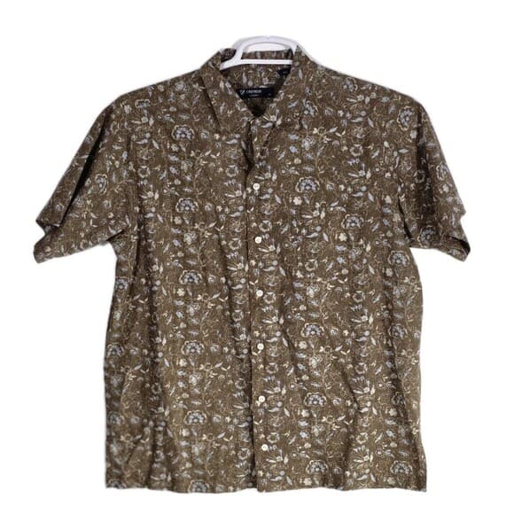 Daniel Cremieux Men's Medium Brown Paisley Short Sleeve Button Up Shirt - Thumbnail 7