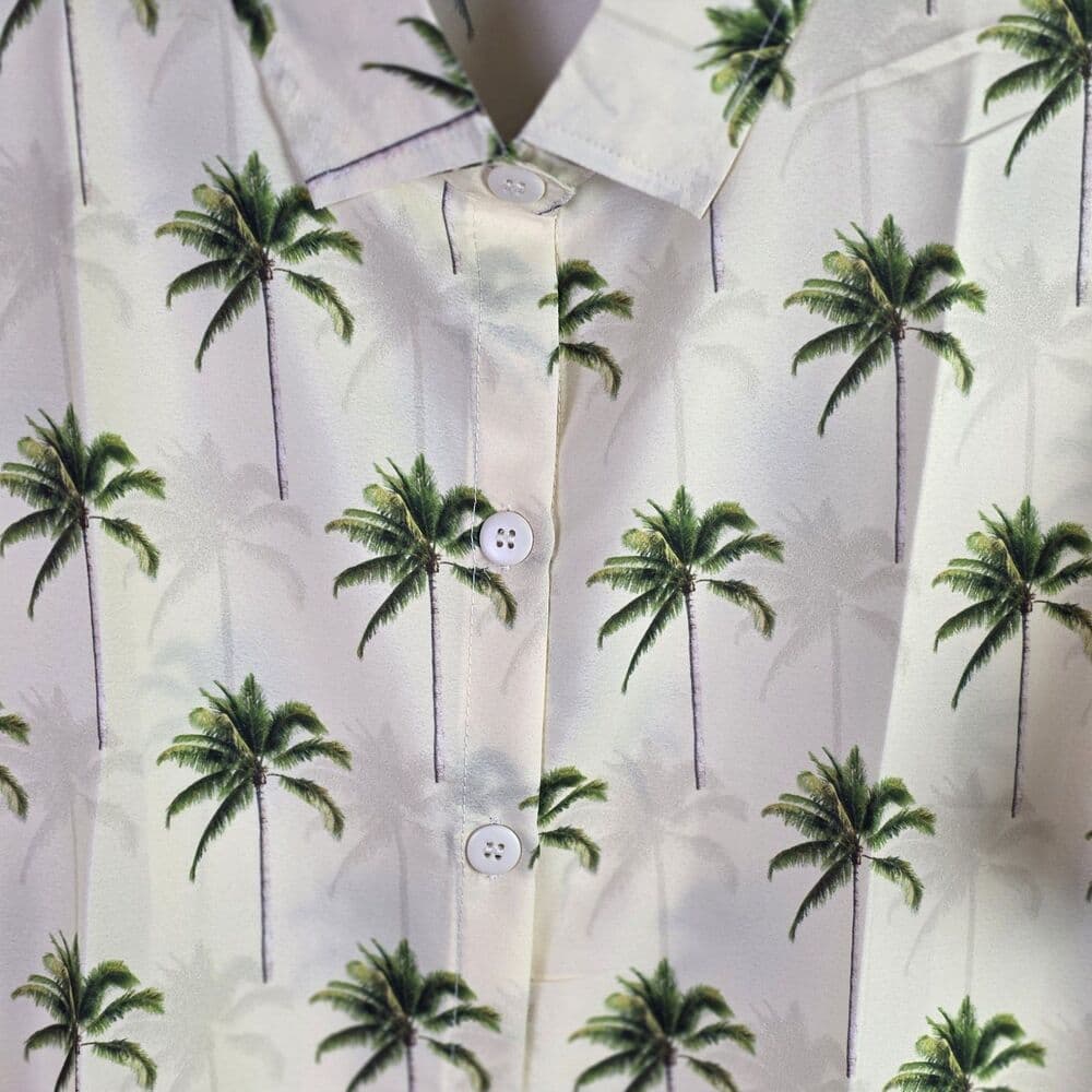 Happy Bay Men's Medium Yellow Hawaiian Palm Tree Button Up Shirt - Thumbnail 6