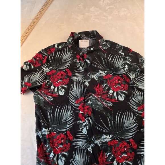 Denim & Flower Men's Large‎ Ricky Singh Floral Paisley Short Sleeve Shirt - Thumbnail 7