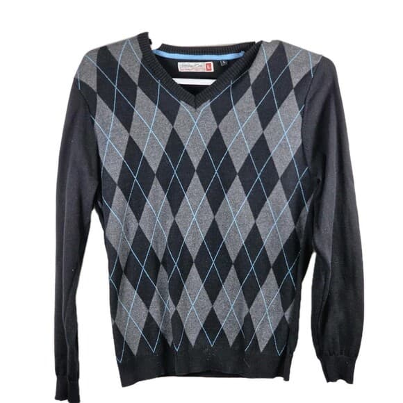 Sovereign Code Men's Large Black Multicolored Checkered Sweater - Thumbnail 9