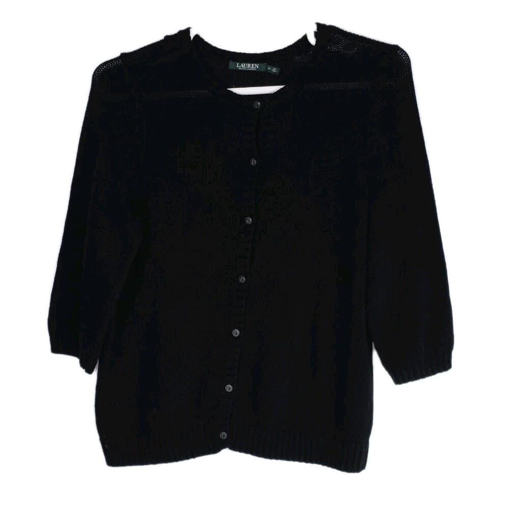Ralph Lauren Women’s 1X Black Cable Knit Long Sleeve Cardigan Sweater - Thumbnail 6