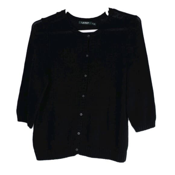 Ralph Lauren Women’s 1X Black Cable Knit Long Sleeve Cardigan Sweater - Thumbnail 7
