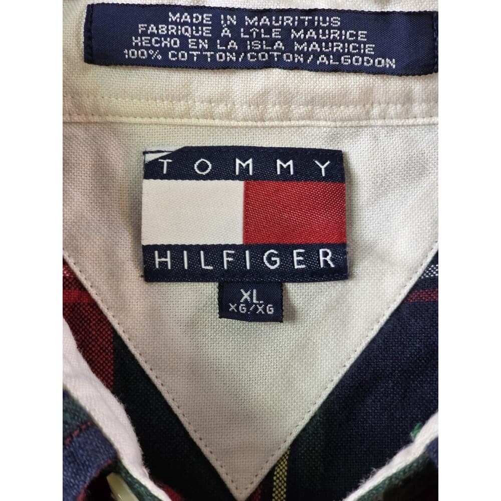 Vintage Tommy Hilfiger‎ Men's XL Blue Plaid Long Sleeve Shirt - Thumbnail 2