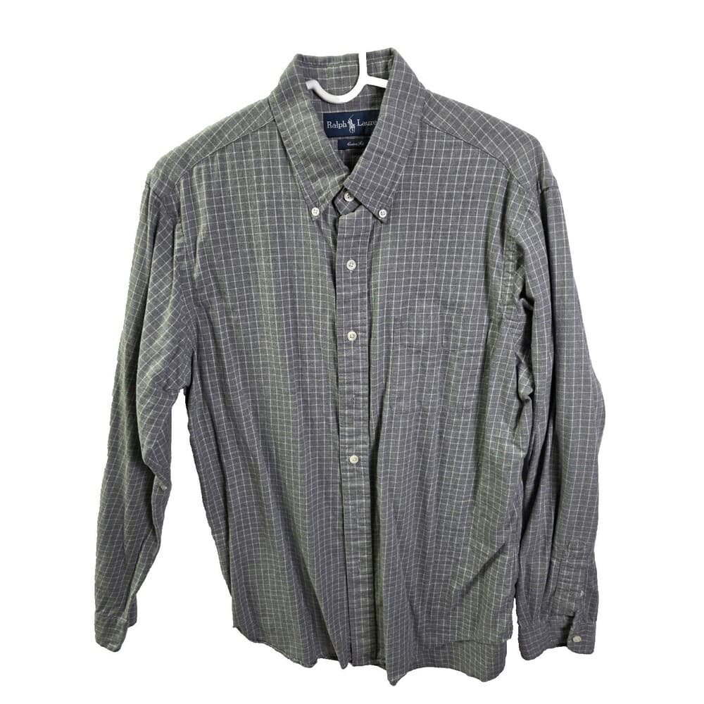 Polo Ralph Lauren Size L Custom Fit Grey‎ Button Down Shirt - Thumbnail 4