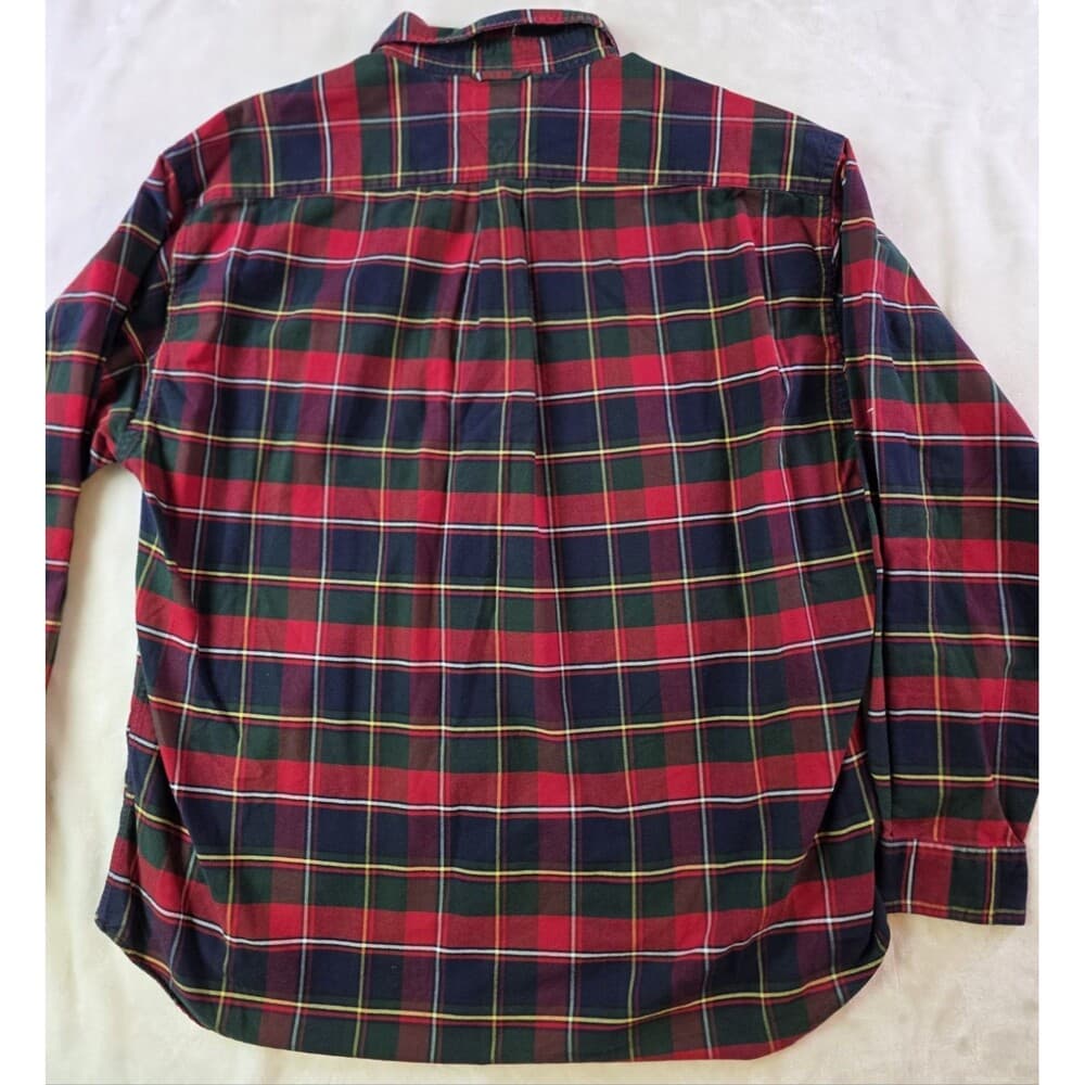 Vintage Tommy Hilfiger‎ Men's XL Blue Plaid Long Sleeve Shirt - Thumbnail 5