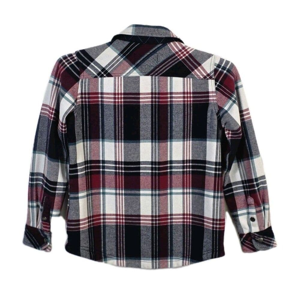Orvis Women's Small Red Navy White Plaid Flannel Snap Button Shirt Jacket - Thumbnail 5