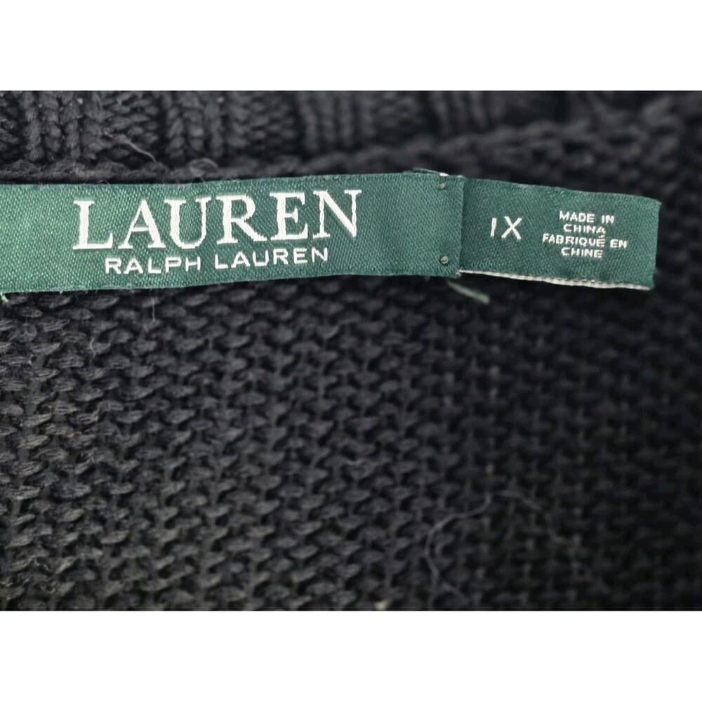 Ralph Lauren Women’s 1X Black Cable Knit Long Sleeve Cardigan Sweater - Thumbnail 2
