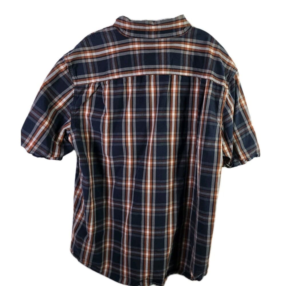 VTG CARHARTT Men's XL Blue & Red Plaid Relax Fit Short Sleeve Button Down Shirt - Thumbnail 7