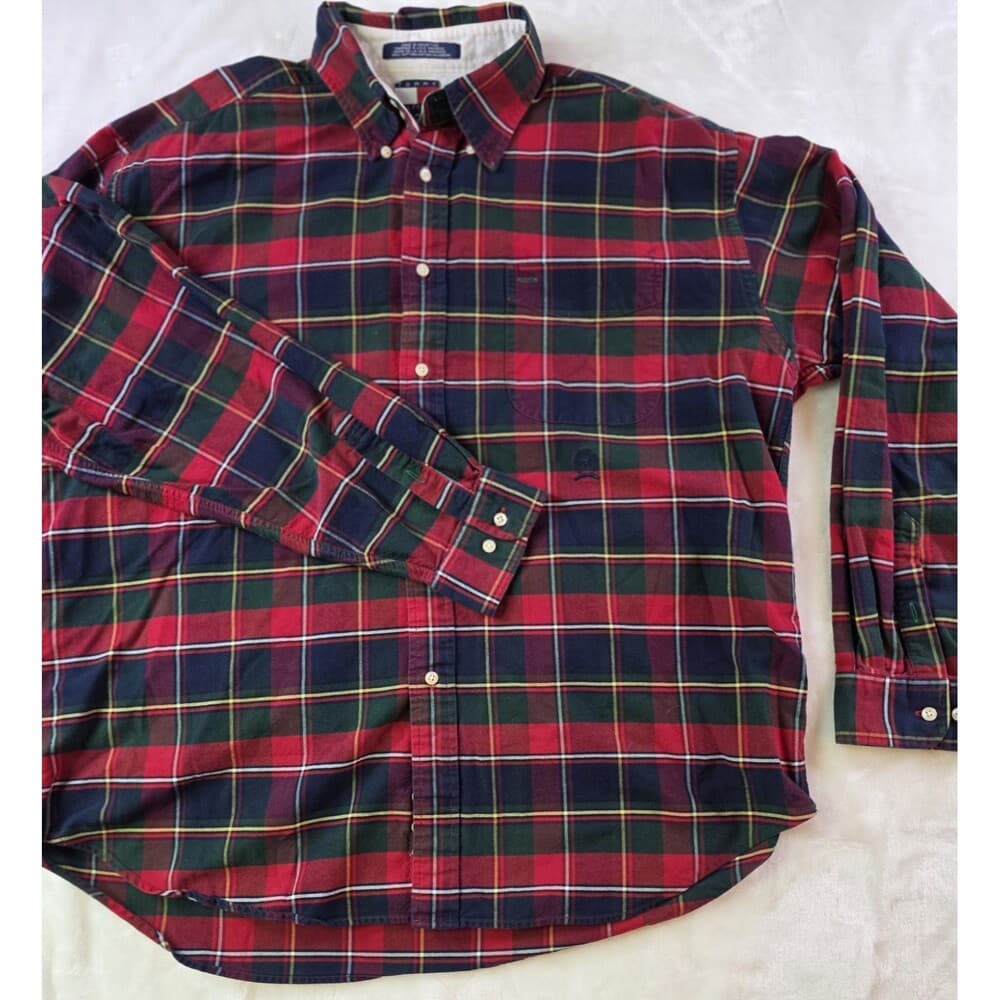 Vintage Tommy Hilfiger‎ Men's XL Blue Plaid Long Sleeve Shirt - Thumbnail 7