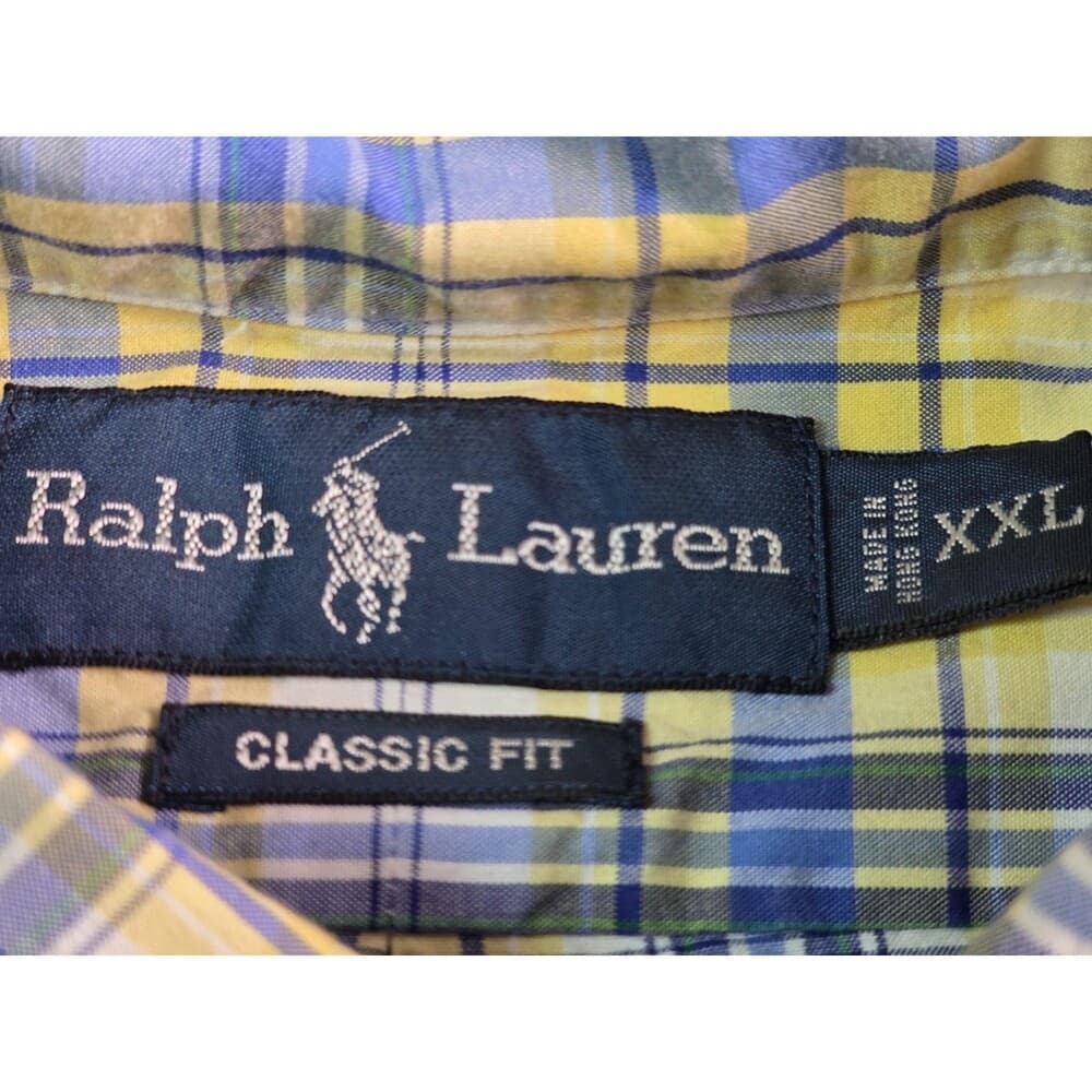 Polo Ralph Lauren Shirt Mens XXL Blue / Yellow Plaid Short‎ Sleeve Shirt - Thumbnail 2