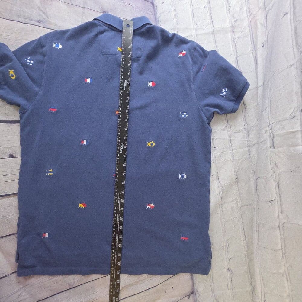 Southern Tide Men's Medium Blue Embroidery Logo Short Sleeve Polo Shirt - Thumbnail 10
