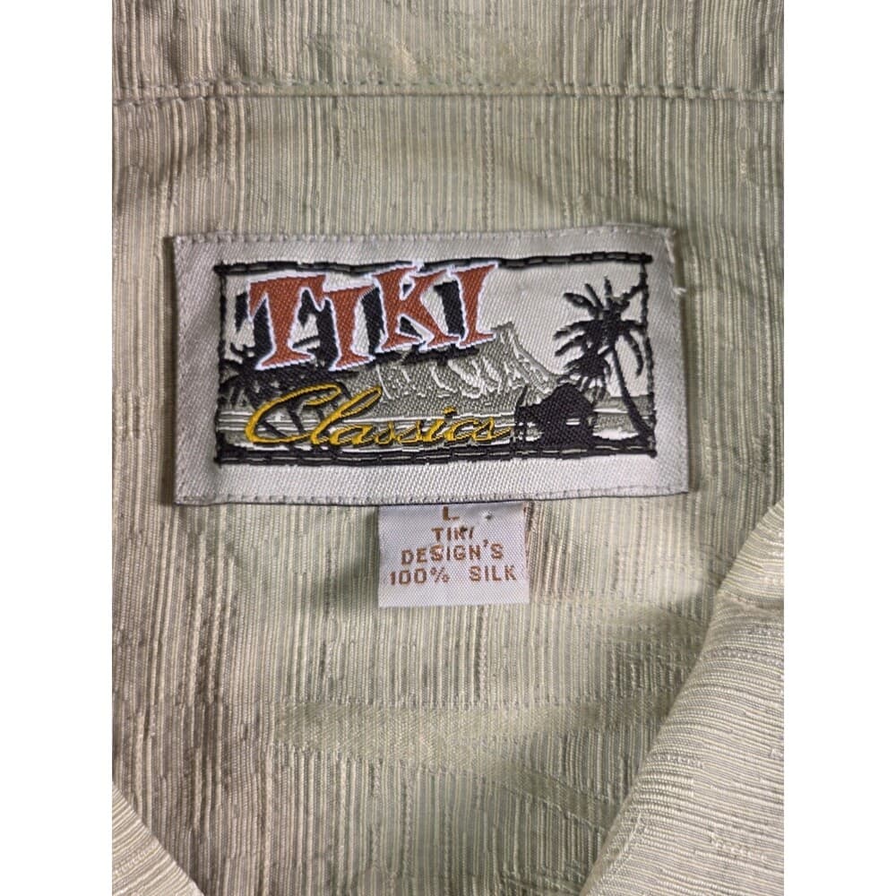Tiki Classic‎ 100% Silk SZ Large Embroidered Palm Tree Hawaiian Shirt - Thumbnail 3