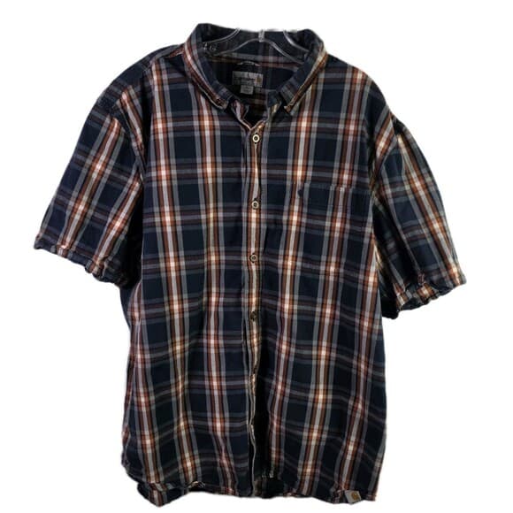 VTG CARHARTT Men's XL Blue & Red Plaid Relax Fit Short Sleeve Button Down Shirt - Thumbnail 10