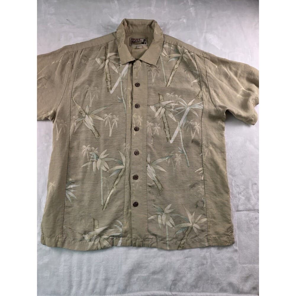 Tiki Classic‎ 100% Silk SZ Large Embroidered Palm Tree Hawaiian Shirt - Thumbnail 7