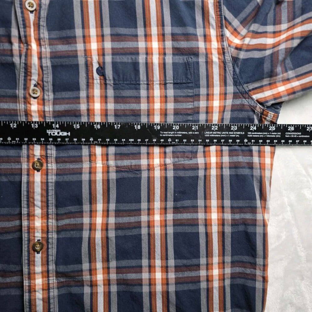 VTG CARHARTT Men's XL Blue & Red Plaid Relax Fit Short Sleeve Button Down Shirt - Thumbnail 5