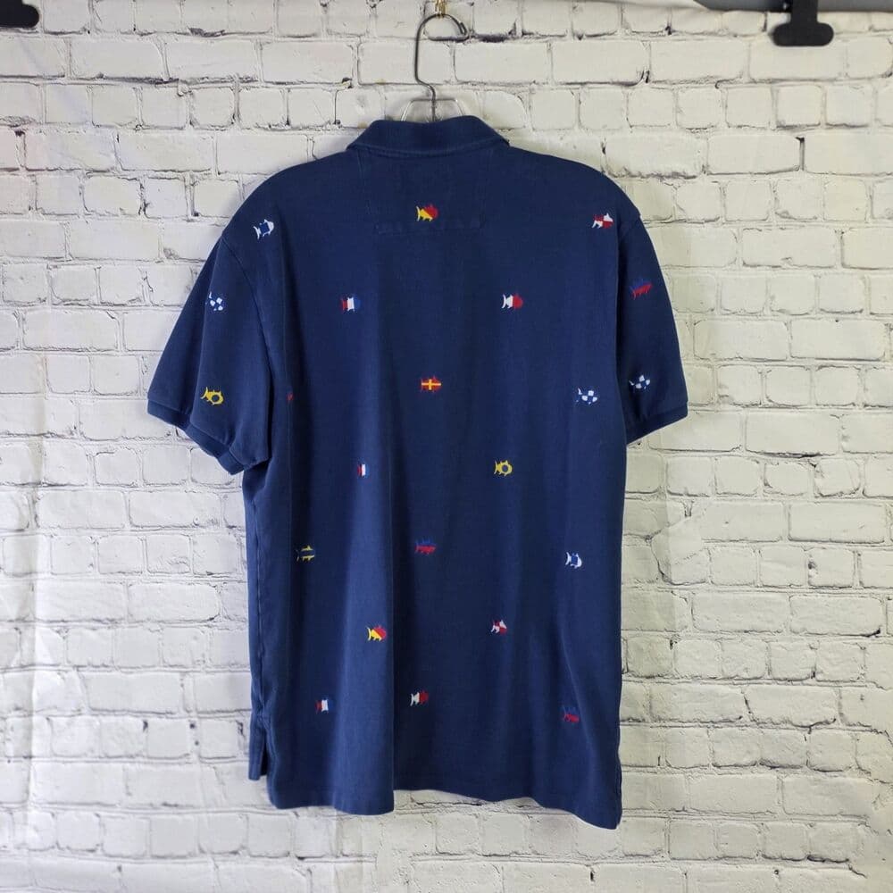 Southern Tide Men's Medium Blue Embroidery Logo Short Sleeve Polo Shirt - Thumbnail 9