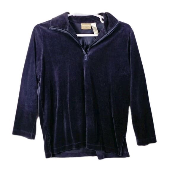 Liz Claiborne Women's‎ Large Black Velvet Velour Tunic - Thumbnail 7