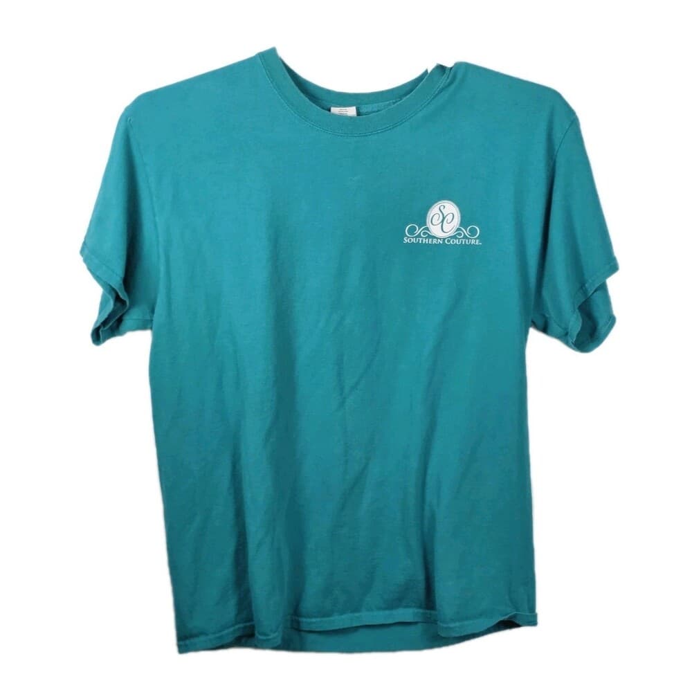 Southern Couture Classic Women's Large Teal " Too Much Style " T-Shirt - Thumbnail 7