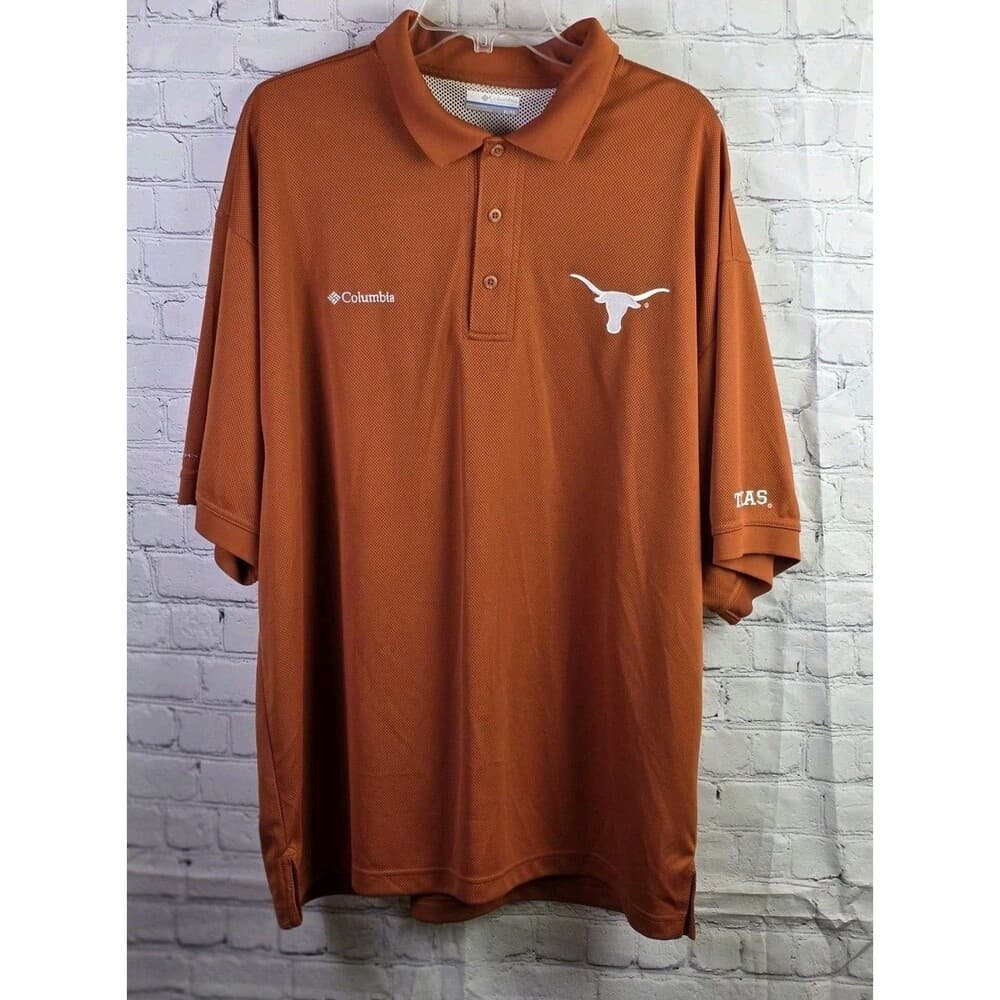 Columbia PFG Men's Large Texas Longhorns Burnt Orange Short Sleeve Polo Shirt - Thumbnail 10