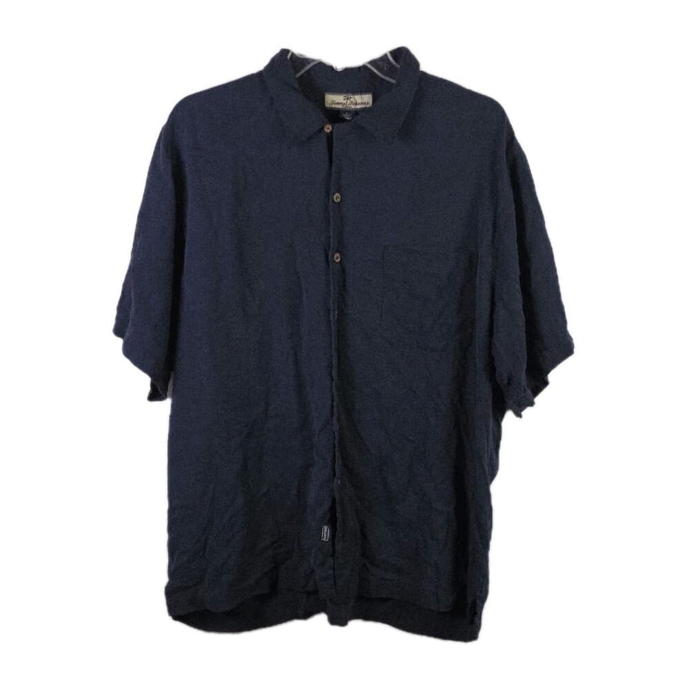 Tommy Bahama Men’s Large Navy Blue Silk Poker Pirate Camp Button Down Shirt - Thumbnail 10
