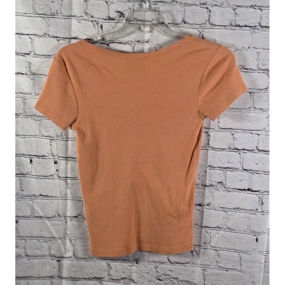 Ralph Lauren Blue Label Women’s Medium Orange V-Neck Short Sleeve Top - Thumbnail 3