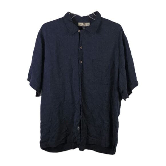 Tommy Bahama Men’s Large Navy Blue Silk Poker Pirate Camp Button Down Shirt - Thumbnail 11