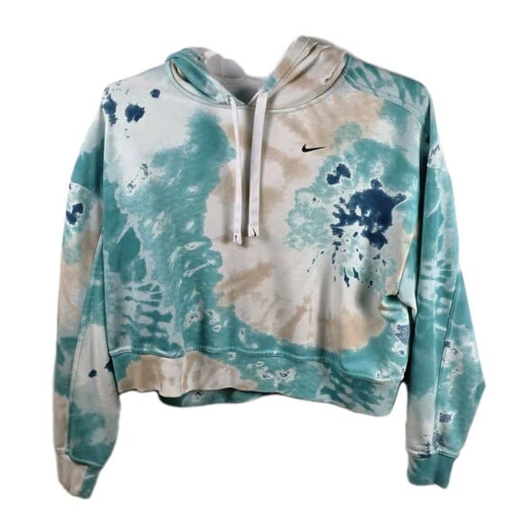 Nike Tye Dye Hoodie XL Preowned Crop Teal White Womens - Thumbnail 8