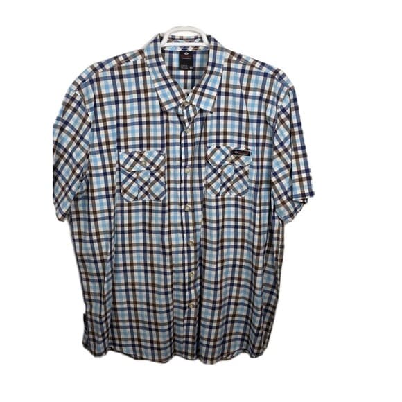 Enyce Shirt Men's 4XL Blue Plaid‎ Short Sleeve Button Up Shirt - Thumbnail 10