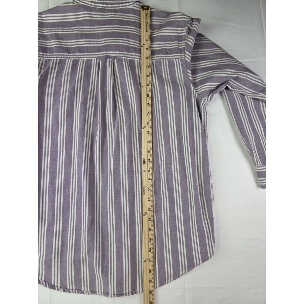 CHAPS Men's Size Medium Purple Striped‎ Button Down Long Sleeve Shirt - Thumbnail 4