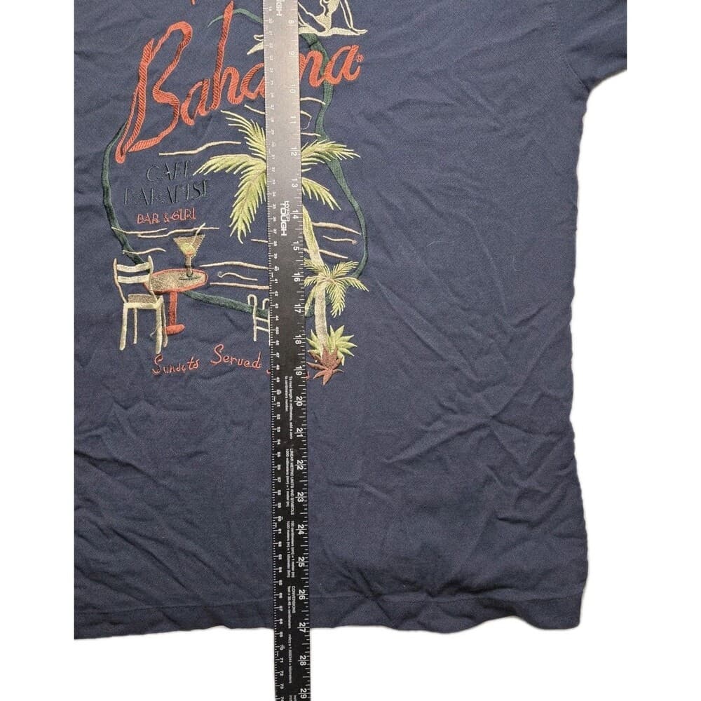 Tommy Bahama Men’s Large Navy Blue Silk Poker Pirate Camp Button Down Shirt - Thumbnail 8