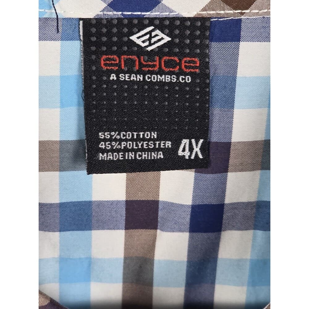Enyce Shirt Men's 4XL Blue Plaid‎ Short Sleeve Button Up Shirt - Thumbnail 2