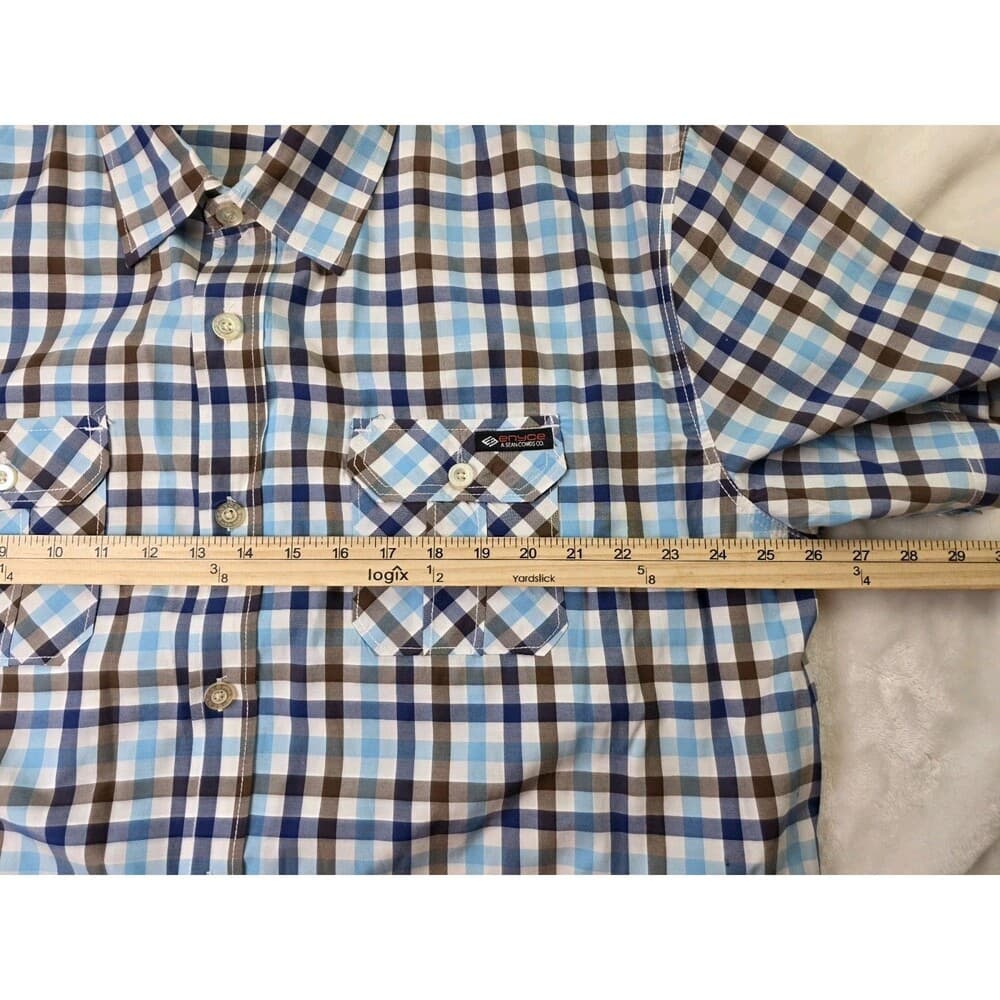Enyce Shirt Men's 4XL Blue Plaid‎ Short Sleeve Button Up Shirt - Thumbnail 3