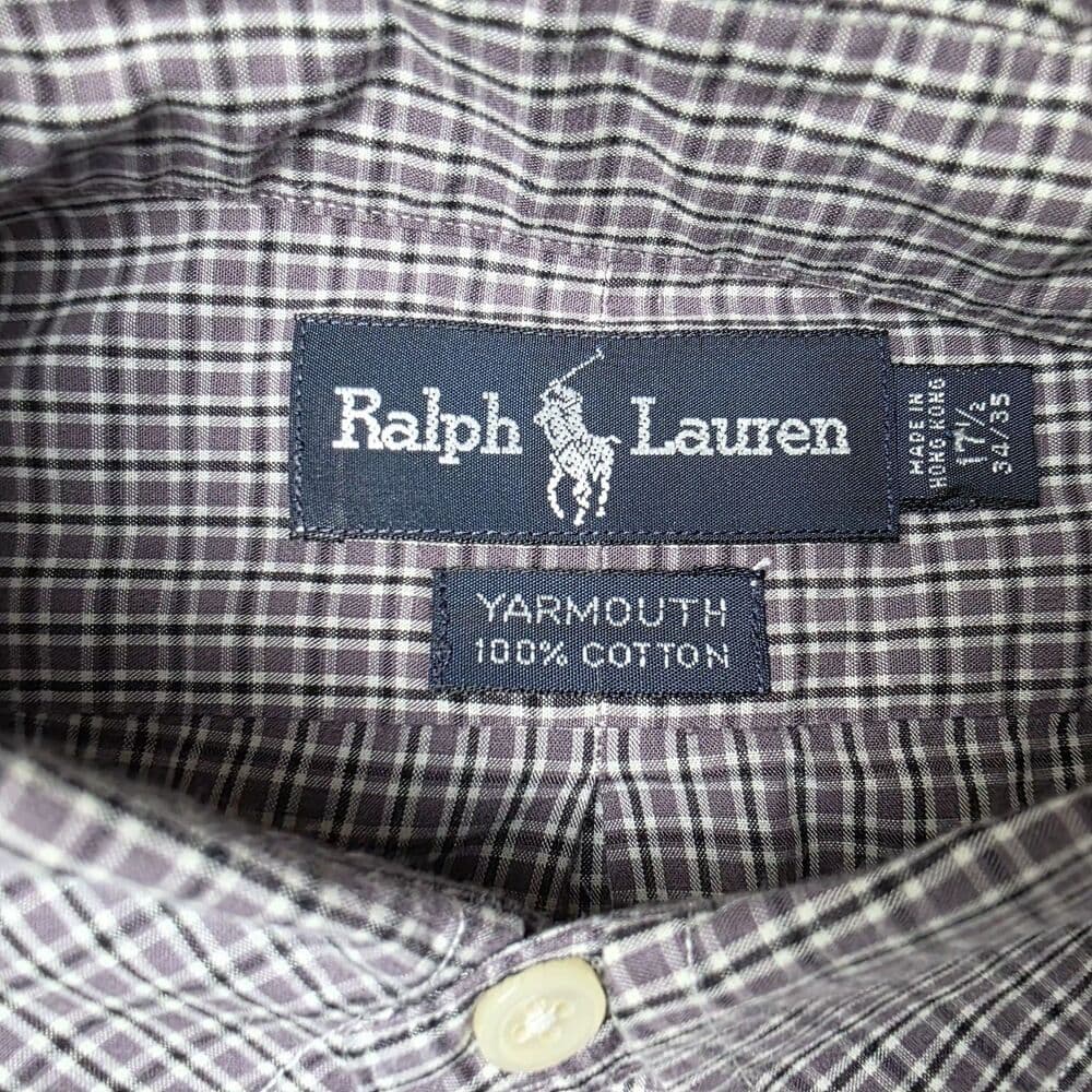 Polo Ralph Lauren Yarmouth Men’s‎ 17.5-34/35 Gray Glen Plaid Button Up Shirt - Thumbnail 2