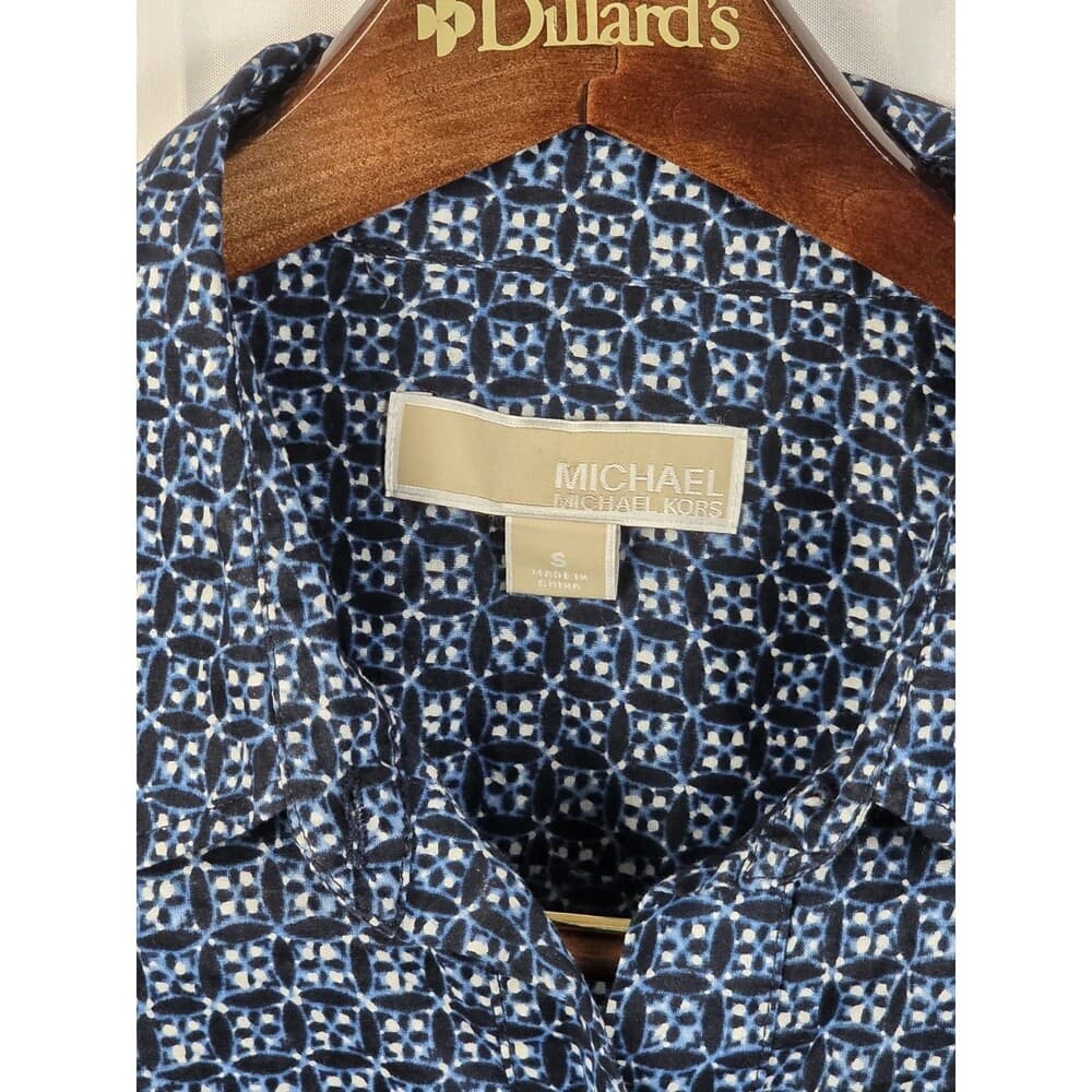 Michael Kors Size Small‎ Blue & White Long Sleeve Blouse - Thumbnail 2