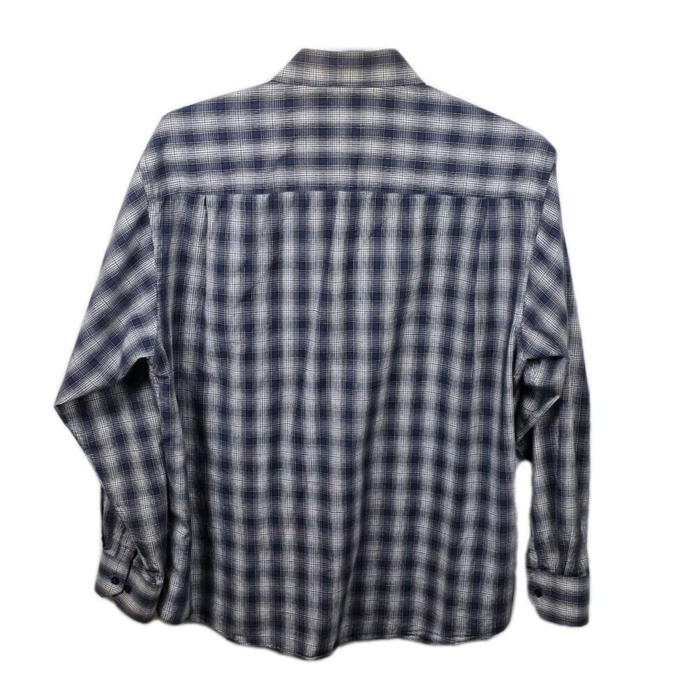 James Tattersall‎ Men's Size XXL Blue & Grey Plaid Long Sleeve Button Down Shirt - Thumbnail 4